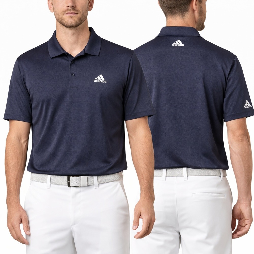 Adidas Golf Mens Climalite Polo Shirt Navy Blue Short Sleeve Large